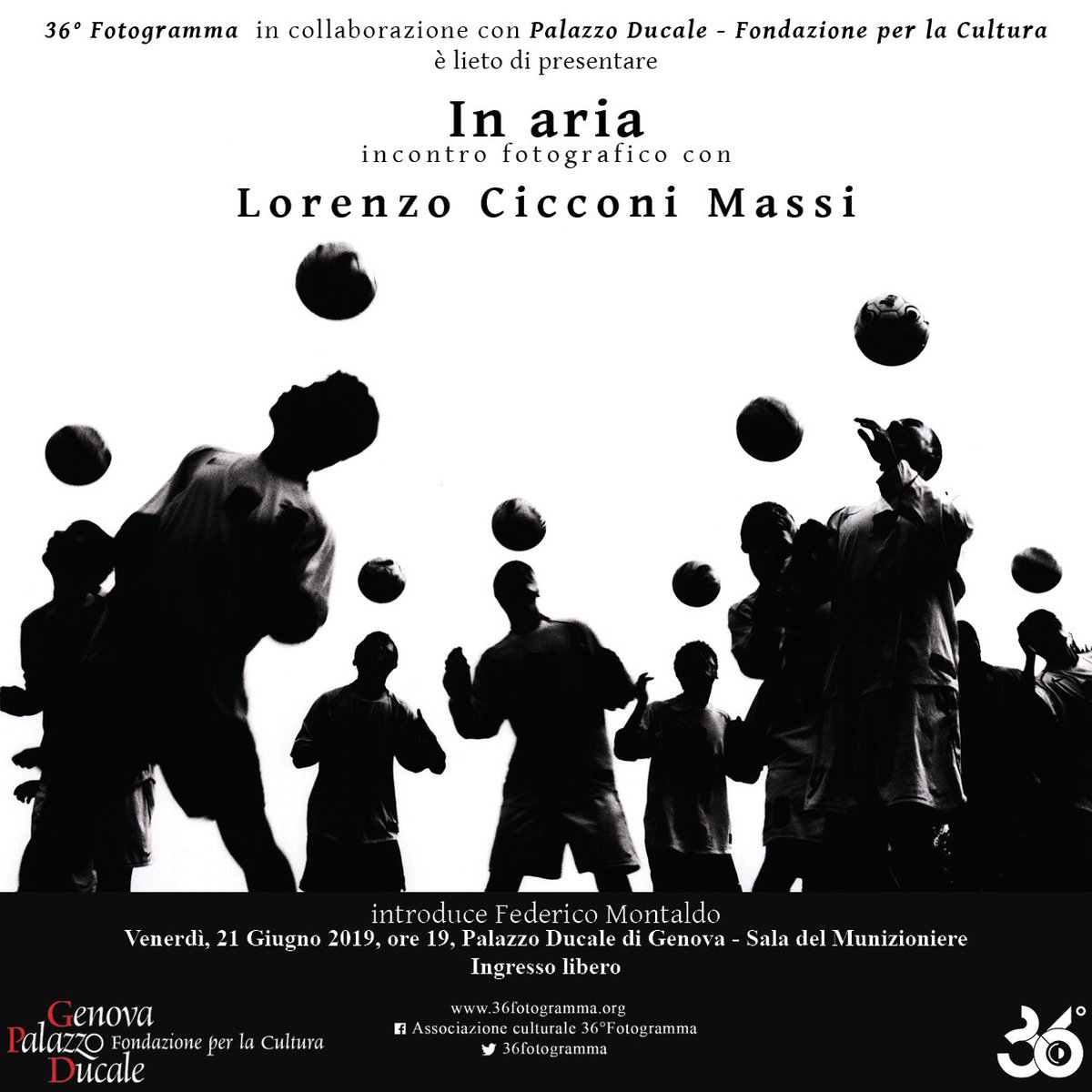#fotografia. Incontro con Lorenzo Cicconi Massi. 21 giugno 2019, ore 19. @Ducale_Genova. In dialogo con Federico Montaldo per 36 fotogramma.