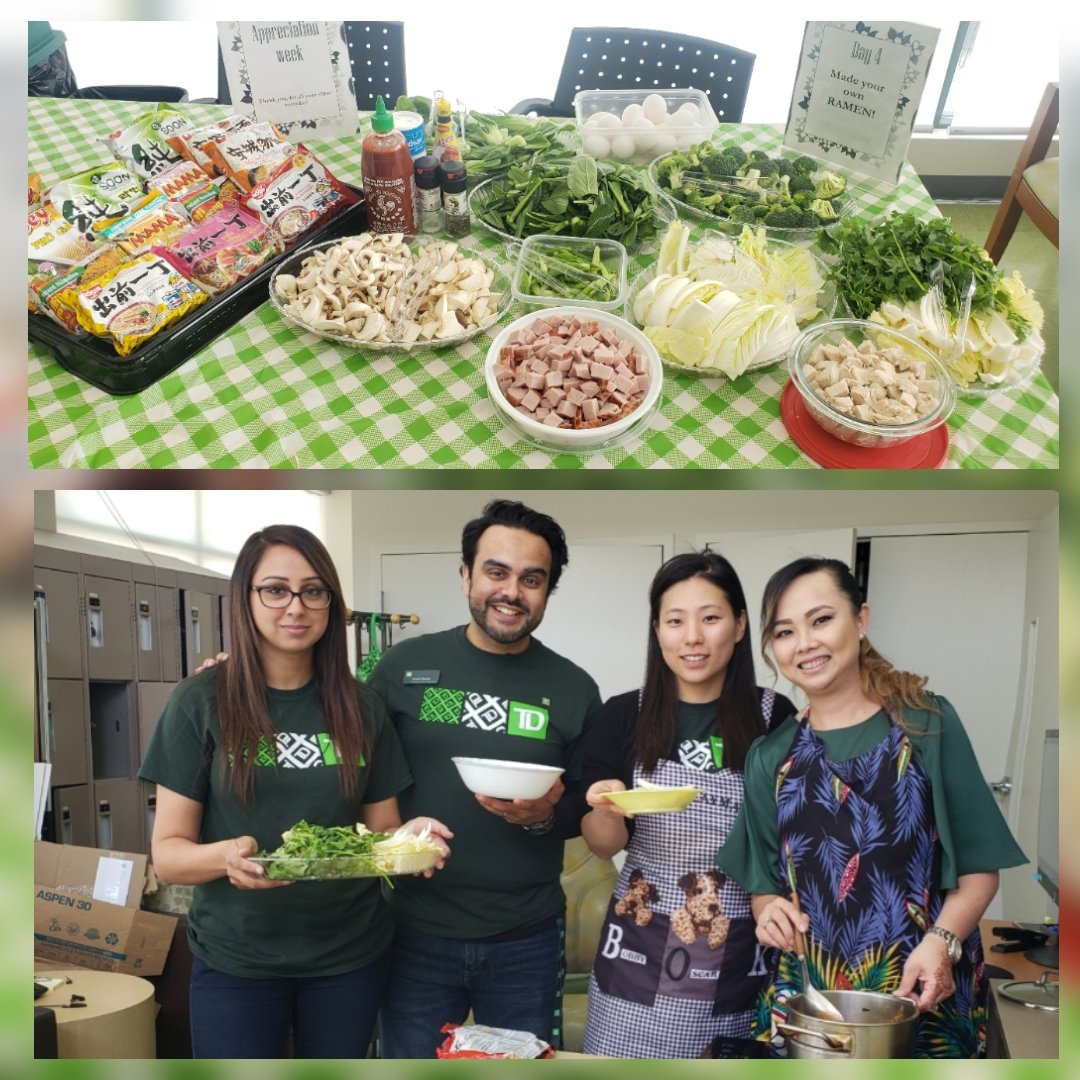 Highlight of #EAW at TD Fleetwood this week 🤤😍 Healthy ramen made on the spot👍🍲+🥦 #bestmanagenentteamever  <a href="/CarrieKim_TD/">ckim0814@yahoo.ca</a> <a href="/LowenTrang_TD/">Lowen Trang</a> @GurjivChahil_TD <a href="/AndyCribb_TD/">Andy Cribb</a>