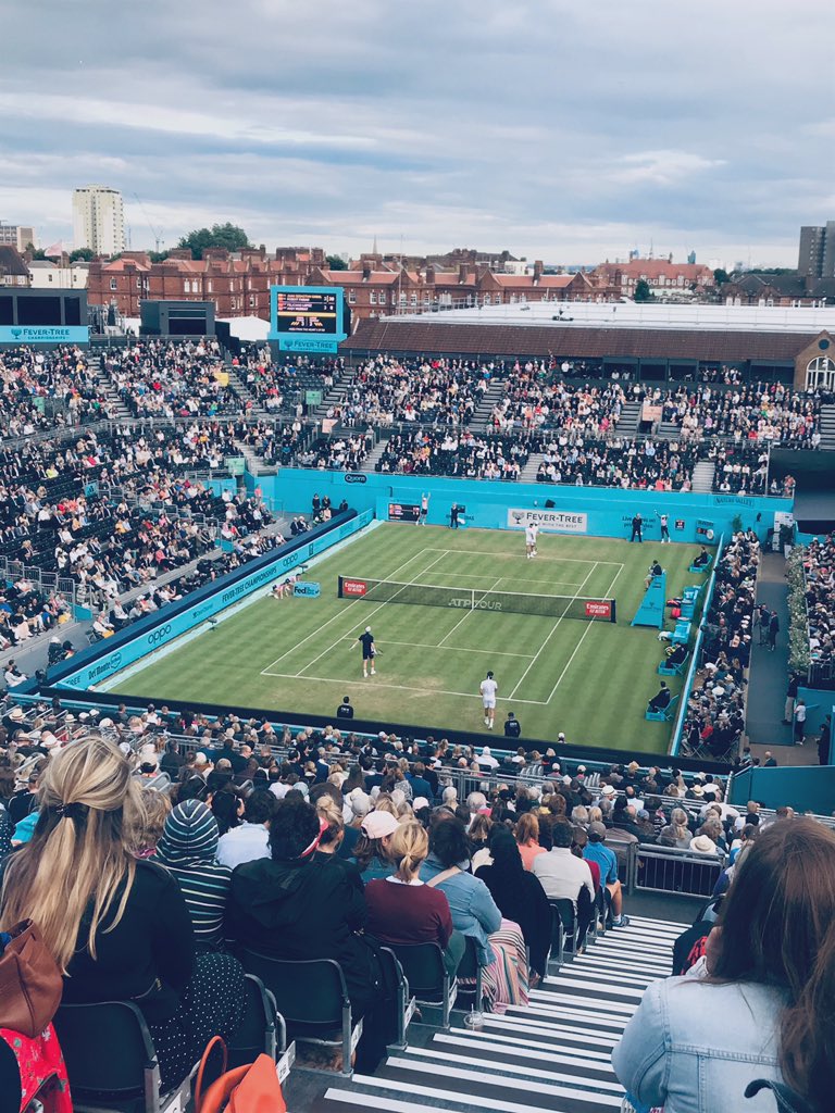AbiBM's tweet photo. Just back from a lovely day @TheQueensClub saw some great tennis &amp; fortunately no rain but very windy and cold #isitreallyJune https://t.co/4V8aoAlrIN