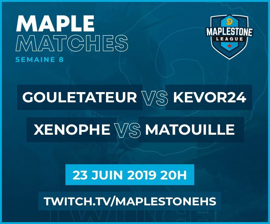 Maplestone_HS's tweet photo. Ne ratez pas la dernière semaine de compétition ce dimanche à 20h sur Twitch. Dernière chance pour les joueurs de se qualifier à la finale !

@GouletateurHS vs @KevinAnctil 
@Matouille_hs vs Xenophe 

Casters : @Pelletire_hs et @Raggok_Cast .

➡️ https://t.co/8rzXaPfABF https://t.co/4E752eRiiP