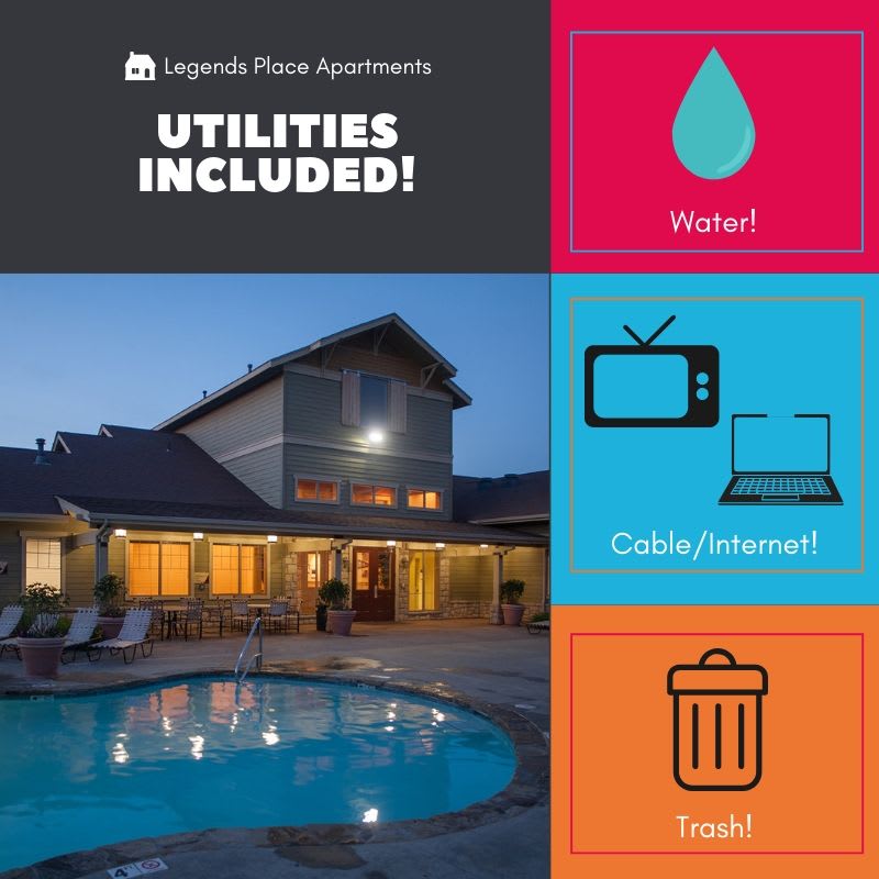 LegendsPlace's tweet photo. We've got you covered on the basics! All you pay is electric! Call us today to find out how you can lock in your bed space for $399* a month and have almost all of your utilities included! https://t.co/ND11fmzHx2