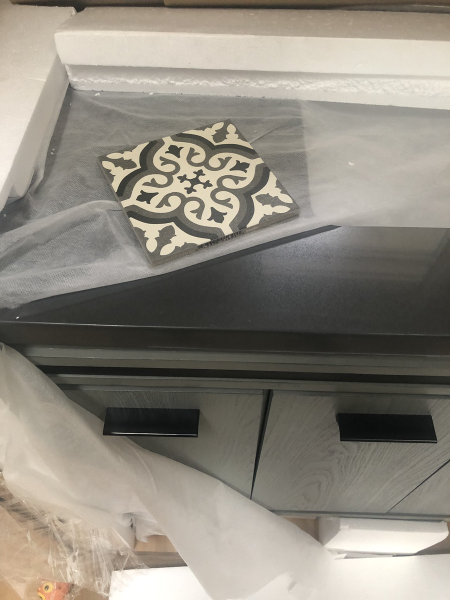 So my 16 year old daughter says she’s not sure that my Spanish tile and vanity match. Hmm. Am I like color blind? (Also, yeah...the doors need adjusting for sure. Little off, LOL)