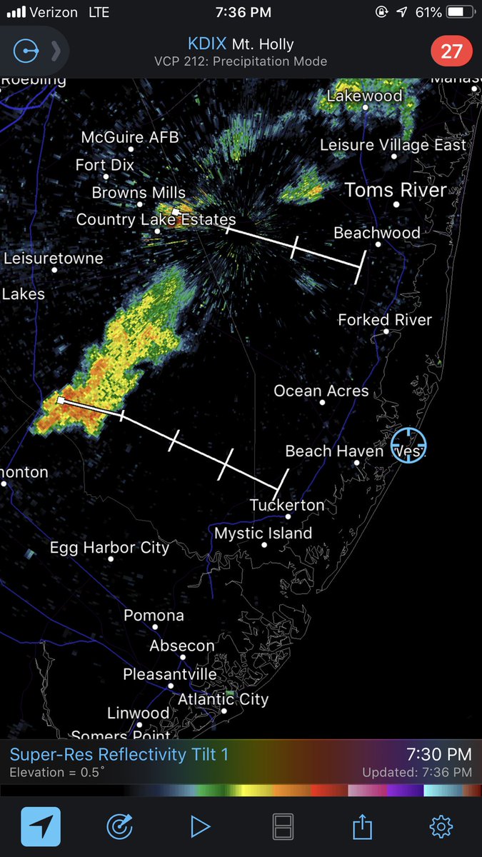 Beautiful storm this evening about 25 miles inland of LBI #NJWX