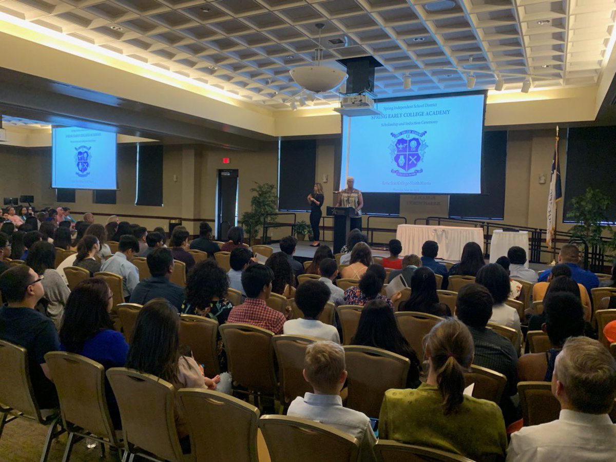 LSCgfn's tweet photo. Celebrating the @SpringISD Spring Early College Academy Scholarship and Induction Ceremony. Welcome students to high school and college, Class of 2023. Your parents are proud, we are proud, and we are committed to your #success! @RodneySpringISD @LSCNorthHarris #EarlyCollege https://t.co/0eEZgvTN5v