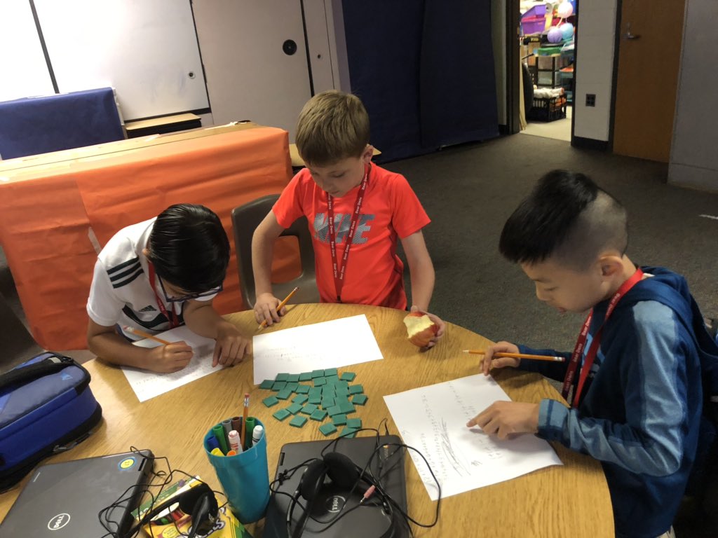 Marisateachrun's tweet photo. Summer academy 3rd graders learning about division using math mindset learning @rochcommschools #RCSpride #mathmindset https://t.co/Ui50bdK0DW