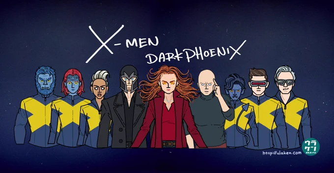 『X-MEN ダークフェニックス』。このバッテンスーツ、シンプルかつ目立つ上に他のマーベル映画キャラのスーツに比べると格段に描きやすくて非常に助かる。#ダークフェニックス#最後のXメン… 