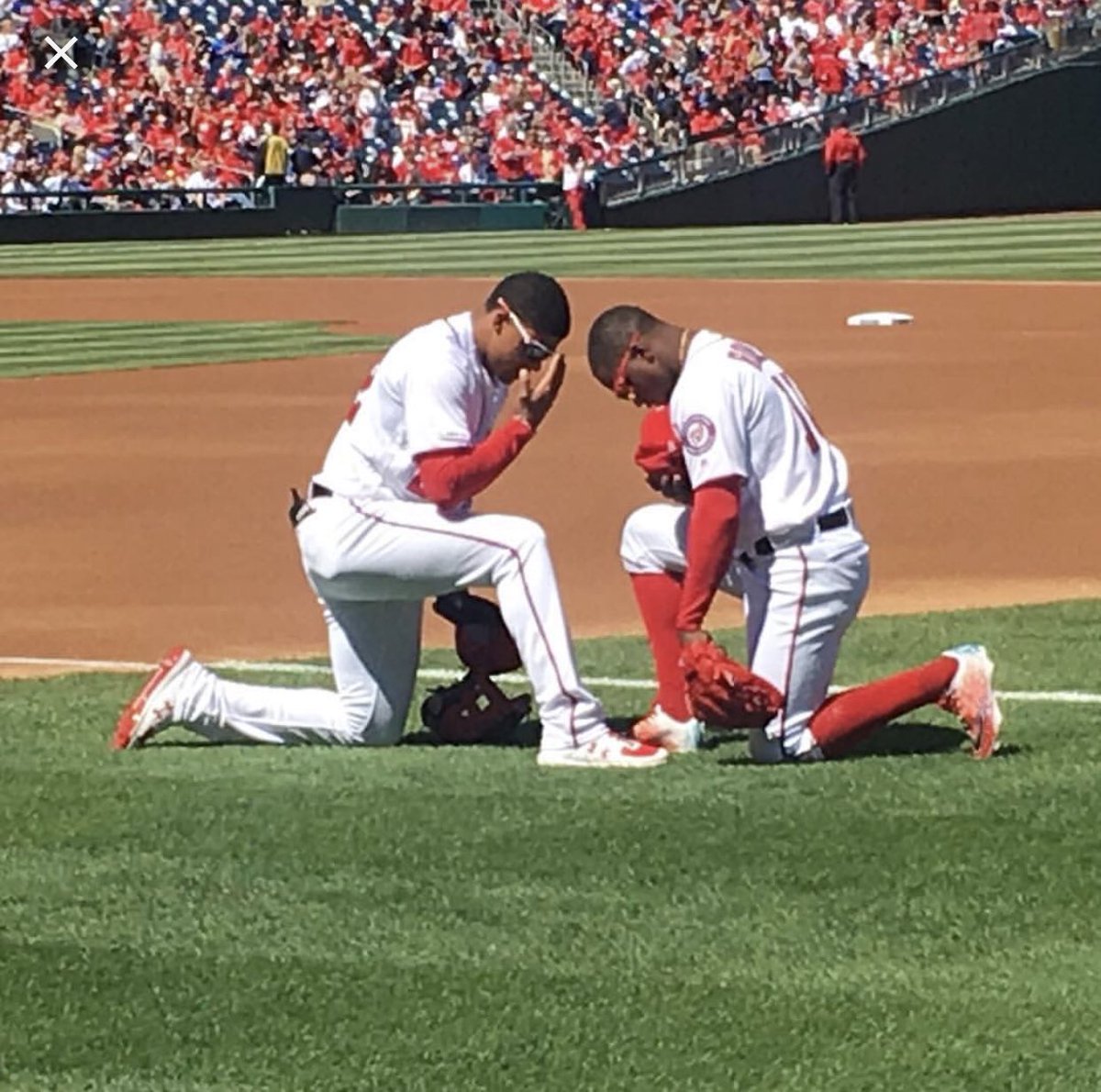 amigoaguilar's tweet image. At @Nationals game against @Phillies. Always inspiring &amp;amp; encouraging to see #juansoto &amp;amp; #victorrobles take time to pray together before taking the field. Go Nats! Note: Pic not from tonight’s game.