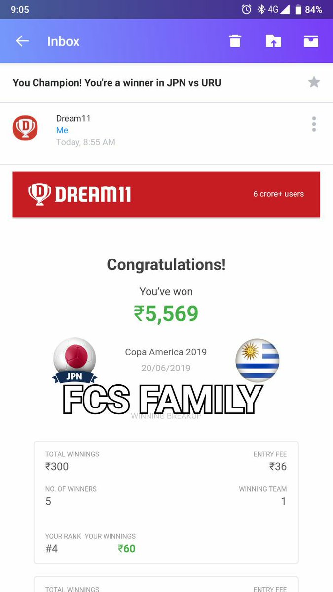 AnandGupt4's tweet image. Remember the name #FCS FAMILY
 Big winning with sl team 😍🔥🤗 #bornexperts @sindbadsailor_R @GLHunter_ @rudresh2 @erkeshav04 @Haiwaaaan @srikar242 @NarayananXi @Rajendr55594544 #dream11 😎🔥🔥 

Join our telegram channel for free teams
t.me/fantasycricket…