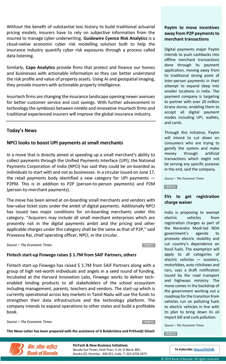 bankofbaroda's tweet image. Read more about &apos;Risk Analytics for Insurance Industry&apos;, in today&apos;s &apos;Fintalk&apos;, our daily Fintech newsletter!
Subscribe here to get more such #Fintech updates:
bit.ly/BoB_FinTalk  
#Genpact   #ShiftTechnology   #Hanzo   #CapeAnalytics  #Force