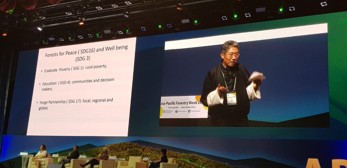 FAOAsiaPacific's tweet photo. #APFW2019 “As we move forward,we have unlimited potential in our forests. We need to share,connect, &amp; integrate with our youth.” Chencho Norbu, Executive Director delves into @afocosec’s ambitions related to 2030 &amp; #forests4peace &amp; well-being:https://t.co/LuEevoyC0O #ZeroHunger https://t.co/grCyEFAeug