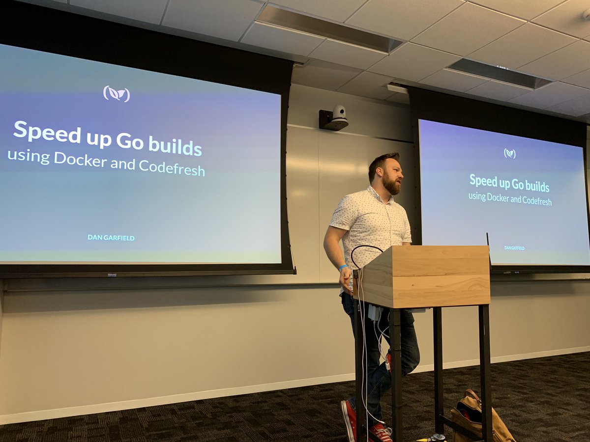 conradwt's tweet photo. First up @todaywasawesome talks about ‘Speed up @golang Builds using @docker and @codefresh’ @gosv11 #GoSV https://t.co/CjcKQXdzdm