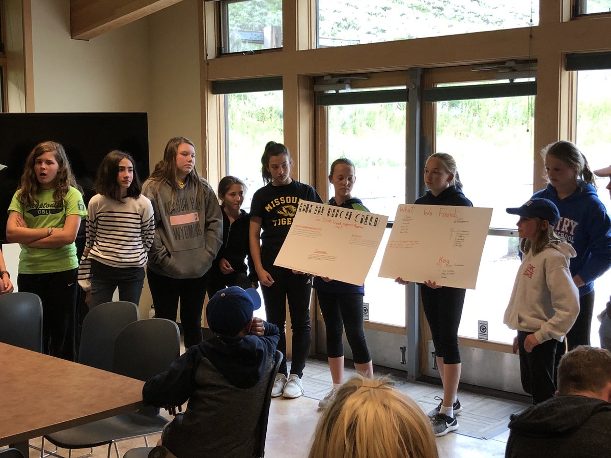 Szydlowskim's tweet image. CPS Teton Trips are a lot of fun-but also a lot of skills are learned.  On this last day of programming, students are presenting their field research projects. #TetonsCPS