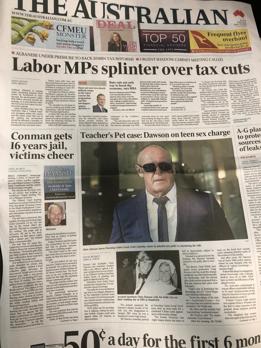 ericpaulgeorge's tweet photo. Stuck my head up after a crazy morning of editing and finally looked at the paper. Two podcasts driving news on the front of the national broadsheet. Very cool. https://t.co/FH5H47V49N