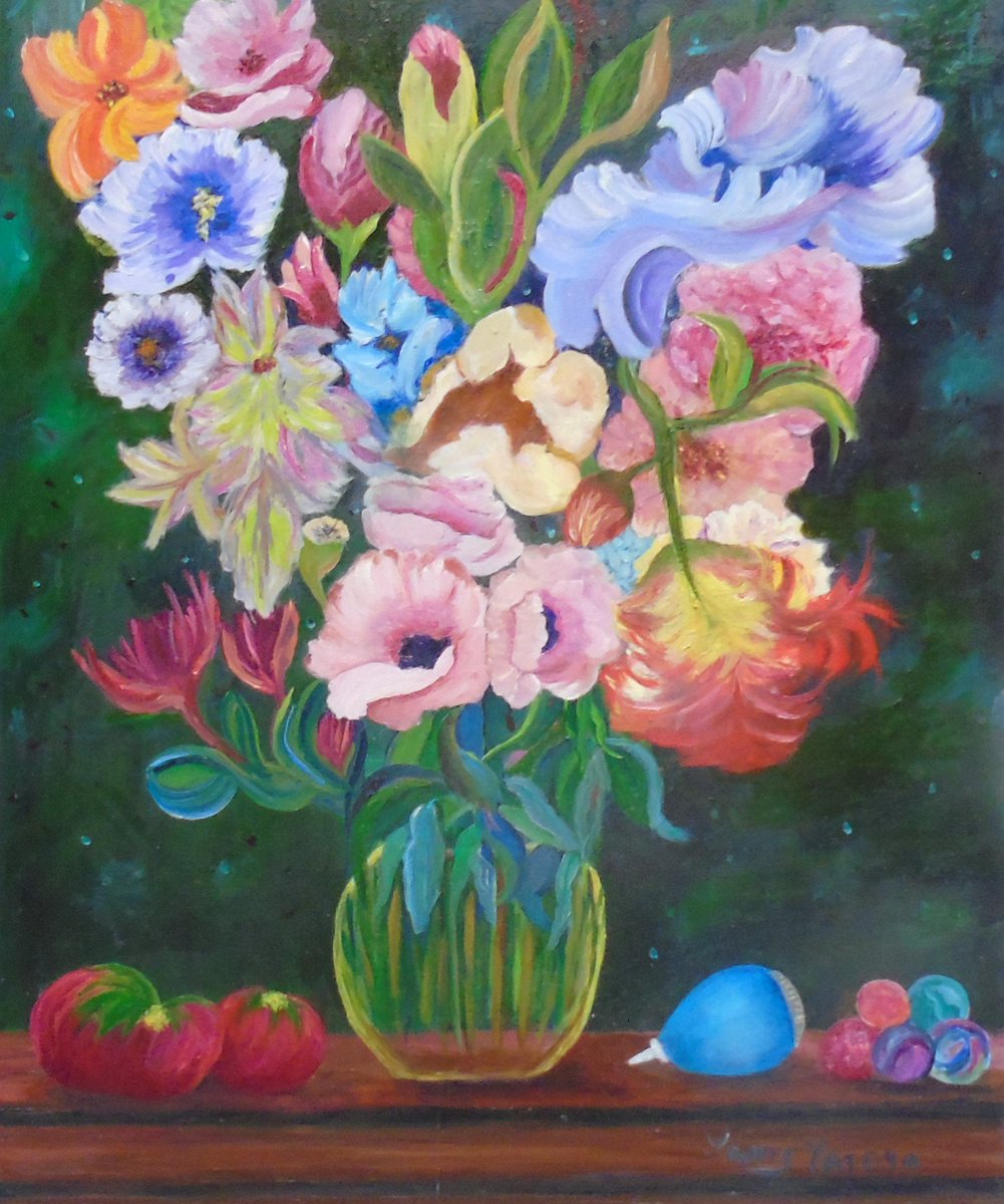 jassit5's tweet photo. https://t.co/jMmA5fF1vL #artbyJanisTafoya #flowers #Sunflowers #bouquet #Beecatcher #bouquet #original #top #marbles #tomatoes #Garden #Summer #Spring https://t.co/exxiXLVgaN