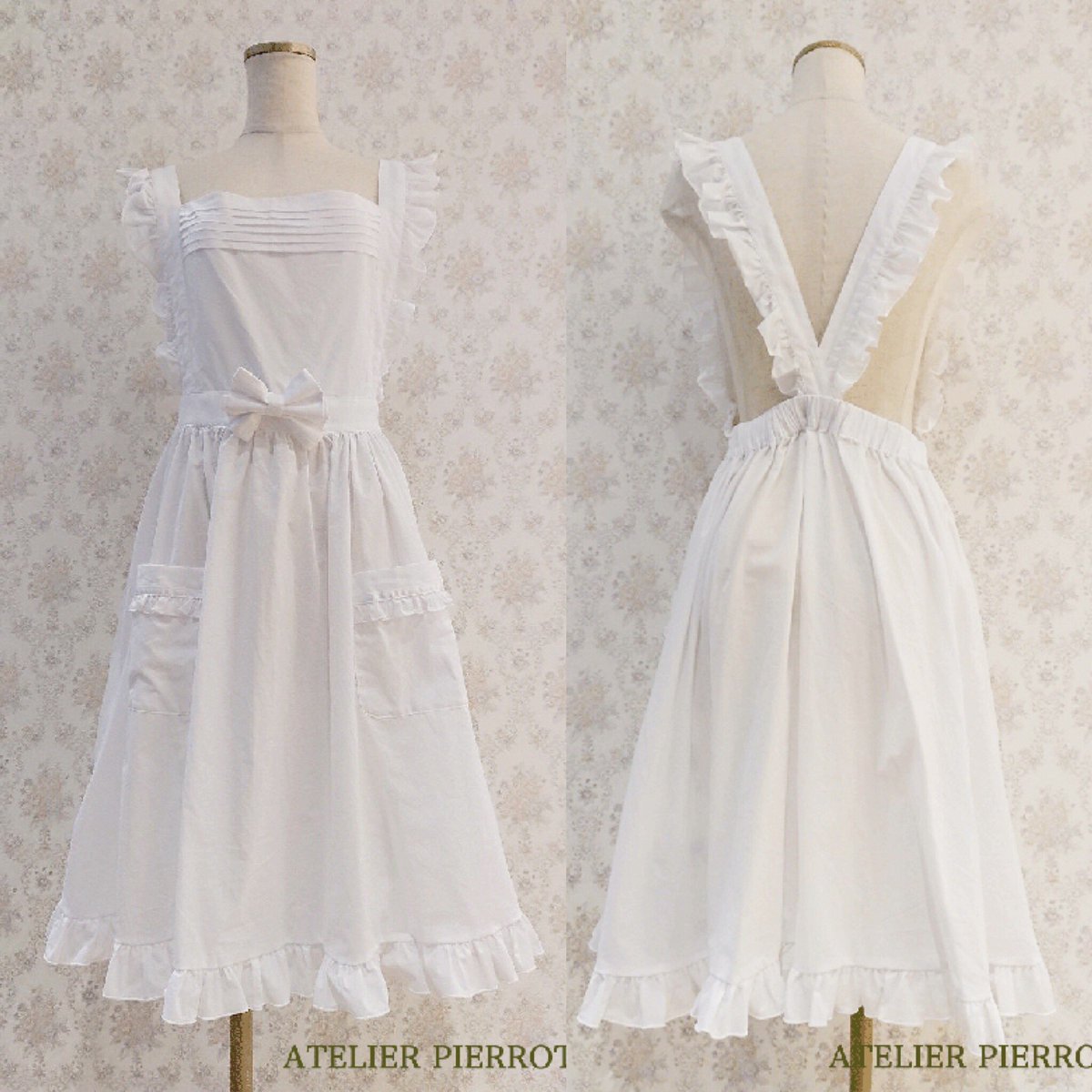 アトリエピエロ　エルフィーエプロン ATELIER PIERROT】 エルフィーエプロン ワンピースの上に合わせて着用