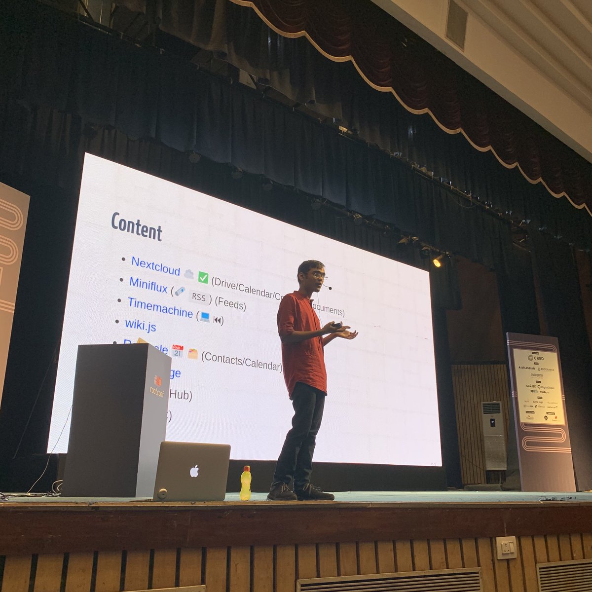 rootconf's tweet photo. "There are a lot of things that you can do with a home server" @captn3m0 elaborating on the various applications of a low-resource server #rootconf https://t.co/oZIRBbdzCv