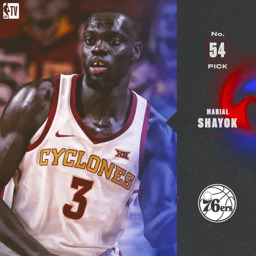 The <a href="/sixers/">Philadelphia 76ers</a> select Marial Shayok with the No. 54 pick in the 2019 #NBADraft!
