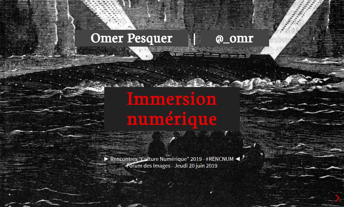_omr's tweet photo. #RencNum #After La présentation Web sur laquelle je me suis appuyé pour mon introduction à la table ronde "musées et immersion numérique"
https://t.co/1RDLJ919za
Le fond de celle-ci est un fragment d'une illustration de Jules Férat pour "L’Île mystérieuse" de Jules Verne. https://t.co/kbJPewroTv