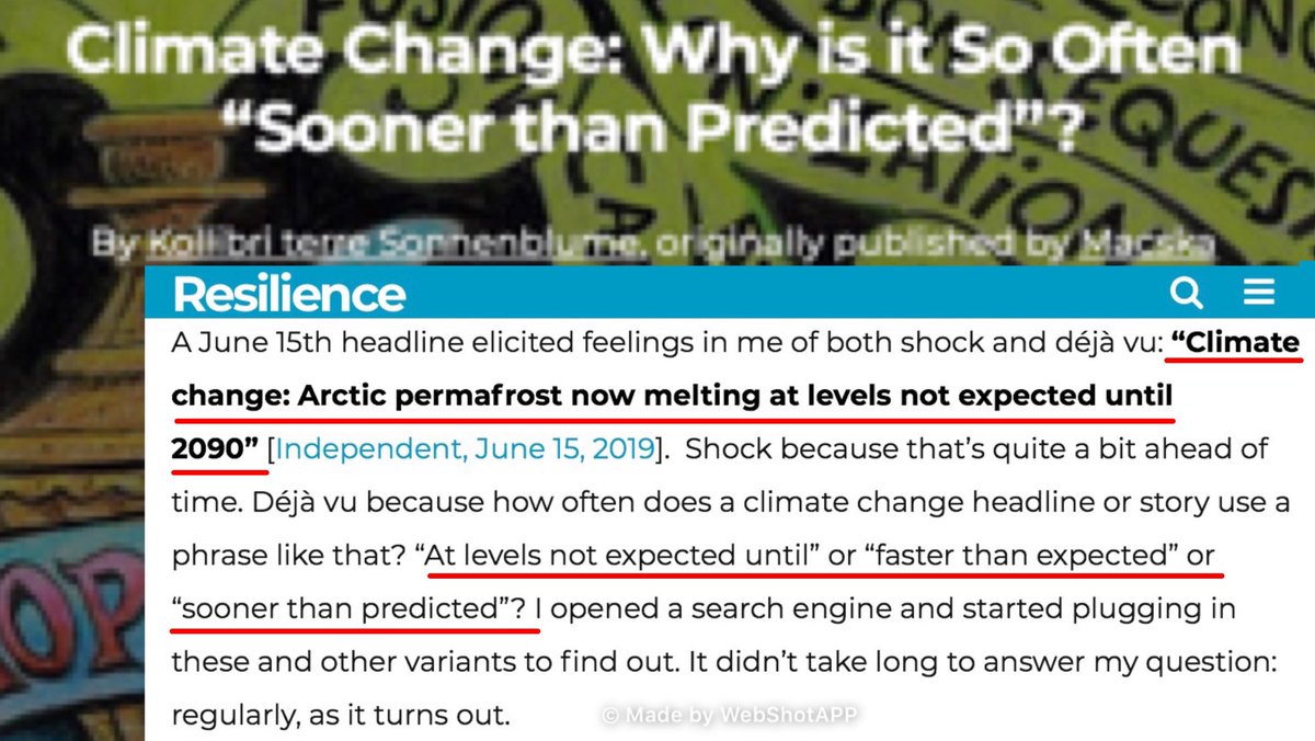 aHEMandias's tweet photo. #ClimateChange: Why is everything “sooner than predicted”? We are & will be seeing increasing number of stories about chaotic weather/climate phenomena expressing surprise they are occurring decades early. This is due to systemic problems w/#GlobalWarming models.
⤵️ #ahemENVIRO https://t.co/pT5Wj4bRBp