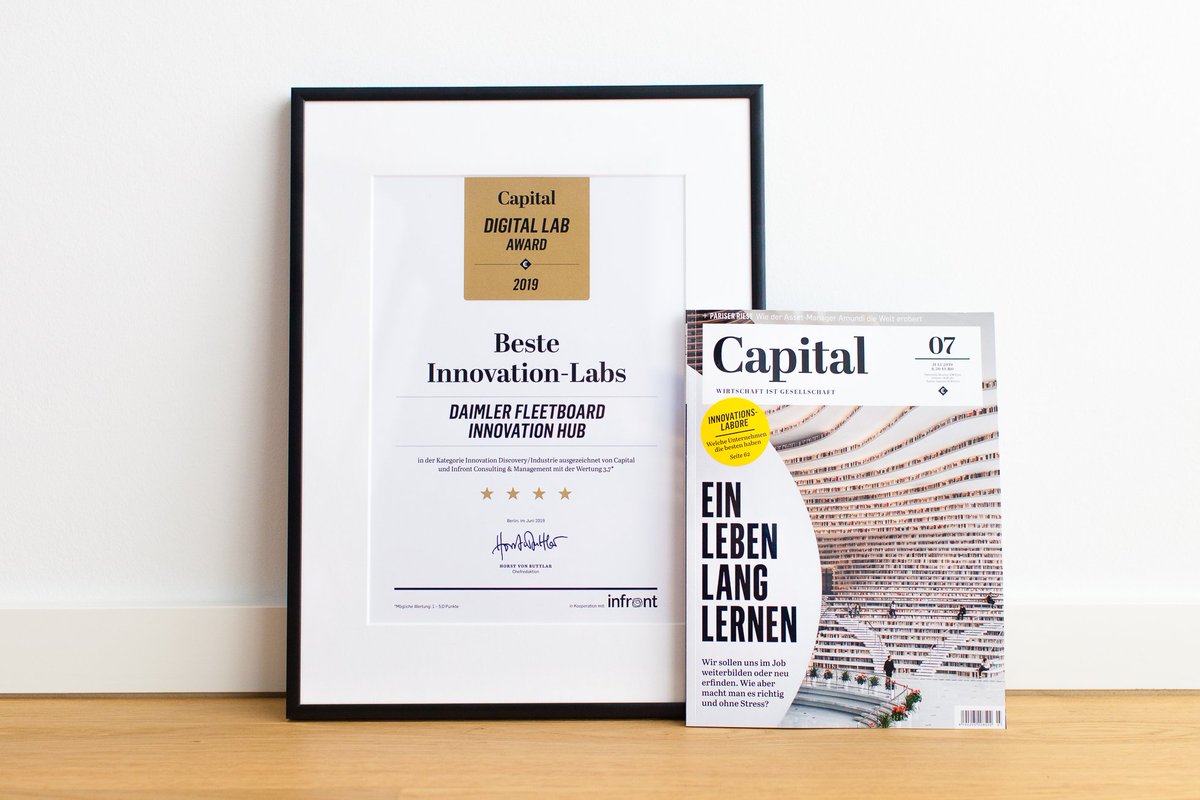 HaraldMarx's tweet photo. Excited, super happy & mainly beyond proud of the whole
@FBinnovationhub team to win & defend our title as one of Germany's best #digilabs in the study by @capitalMagazin & @InfrontHamburg
#digitlab #labaward @Fleetboard @FleetboardLog @DaimlerTruckBus
(photos: N. Heinisch) https://t.co/BGd6hCAVQg