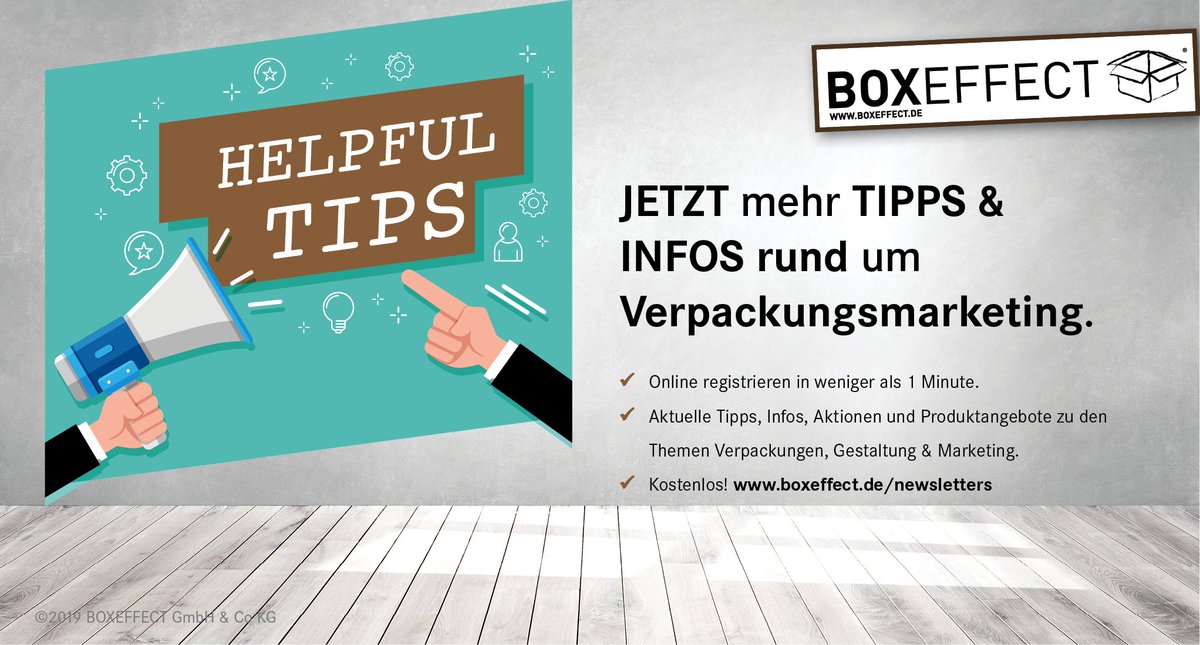 boxeffect's tweet image. +++ #Newsletter +++ JETZT unter boxeffect.de/newsletters in weniger als 1 Minute registrieren. Erhalte aktuelle Tipps und Infos rund um das Thema #Verpackungen. boxeffect.de