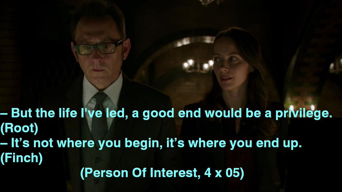  #PersonOfInterest #POIFinalePpl & 2nd chances.Connections with other ppl, though not necessarily romantic onesAnd then, all of a sudden, bc the writers didn't properly pace & plan S5, by the end we got «oh, whatever, we're just shapes / memories, who cares, we'll live forever»