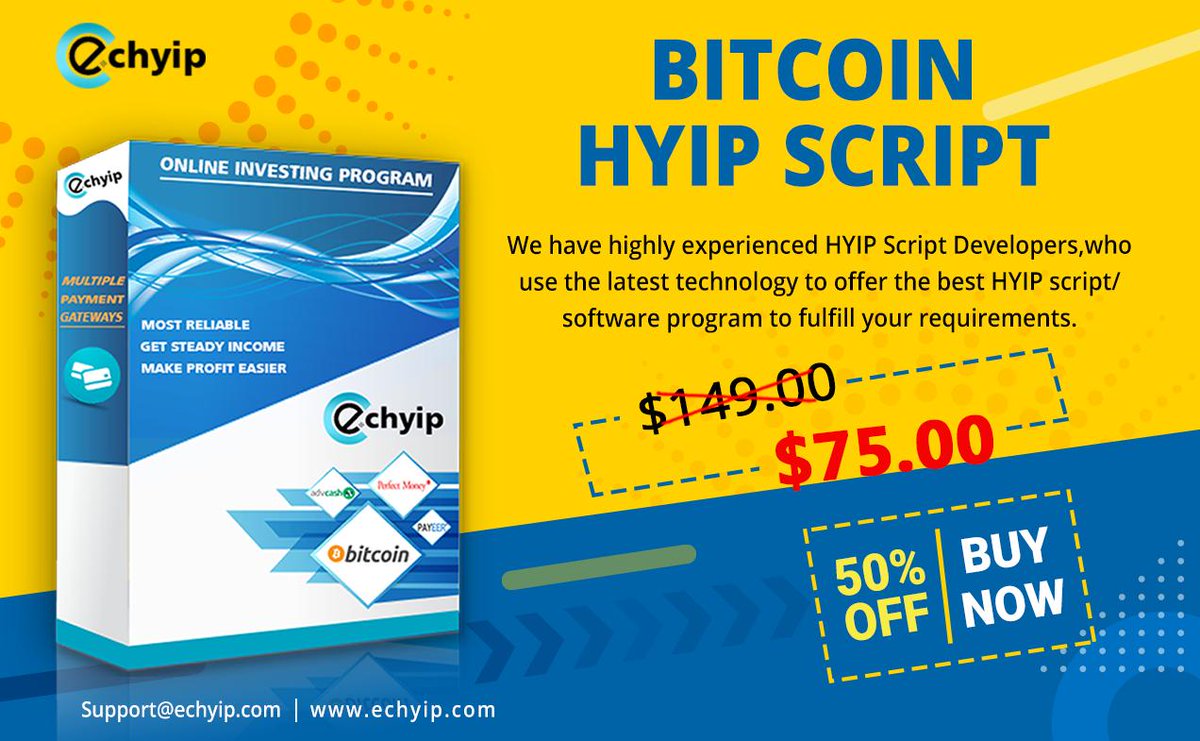 smith_allice's tweet image. If you are thinking to start an #HYIP_website, then #Bitcoin_HYIP_Script software is the best solution for #HYIP_investment_website.  So don&apos;t miss the opportunity and buy a fully secure and bug-free script from @ec_hyip at a #discount price. 

Visit 👉👉 echyip.com