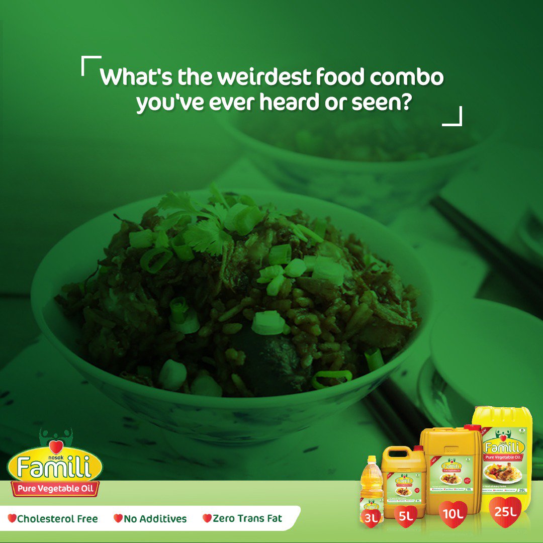 NosakFamili's tweet image. Some food combinations we have seen will just make you wow😱😱😱😱.

Like Rice and Ewedu, Bread and Pap, Bread and Palm oil and so on. 

Add yours below 👇👇👇.

#nosakfamili #foodcombining #foodculture #foodie #foodblogger #food #naijafoodie #tgif #thankgoditsfriday