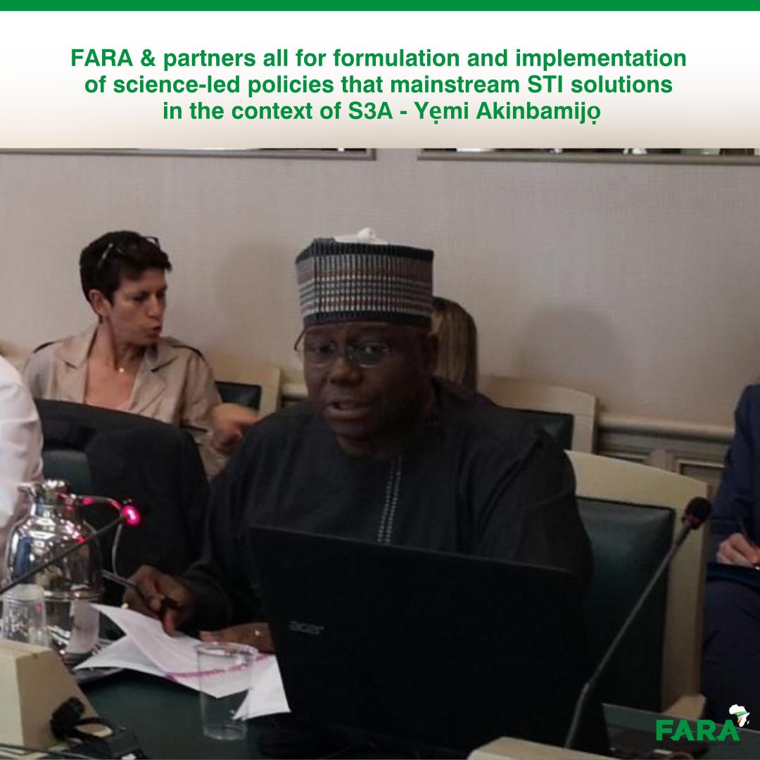 FARAinfo's tweet photo. FARA & partners all for formulation and implementation of science-led policies that mainstream STI solutions in the context of S3A @Akinbamijo1 #FARAnews @JosefaSacko https://t.co/iPe0bqJrYv