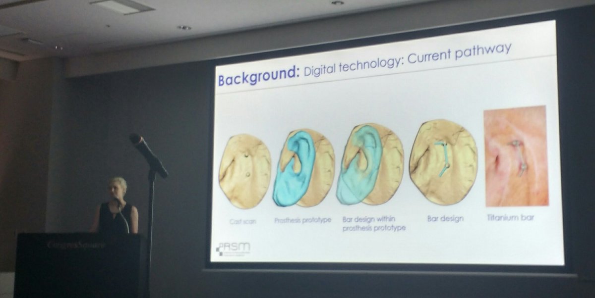Lindsay McHutchion from <a href="/iRSMyeg/">Institute for Reconstructive Sciences in Medicine</a> presenting innovations in facial prosthetics. Facial prostheses restore form &amp; to some degree, function to patients. Digital technology is used to make fabrication more efficient. Lindsay's research improves margin fit.