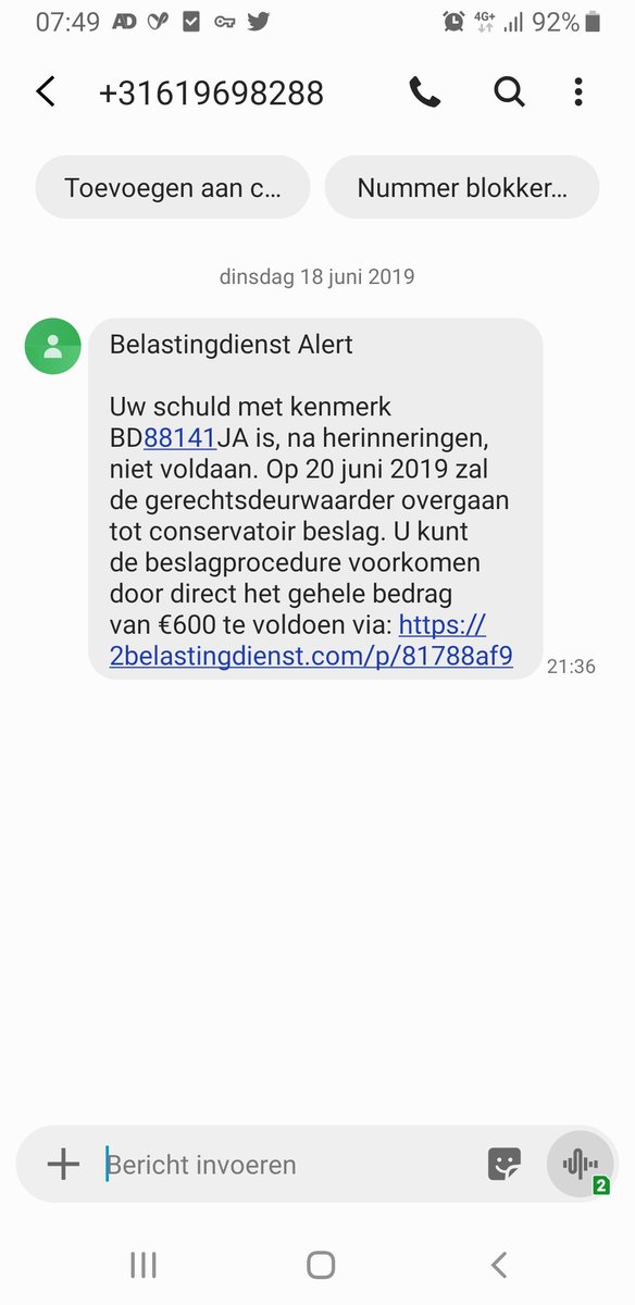 POL_TC_Gouda1's tweet photo. Ook ik ben geregeld slachtoffer van #digicrime. Ontving afgelopen dinsdag deze mail ivm openstaande belastingschuld 😁. Uiteraard niet gedaan en gelukkig verscheen er gisteren ook geen deurwaarder aan mijn deur voor leggen beslag😅. Trap er niet, verwijder dit soort mails direct! https://t.co/mki0PEe3vr
