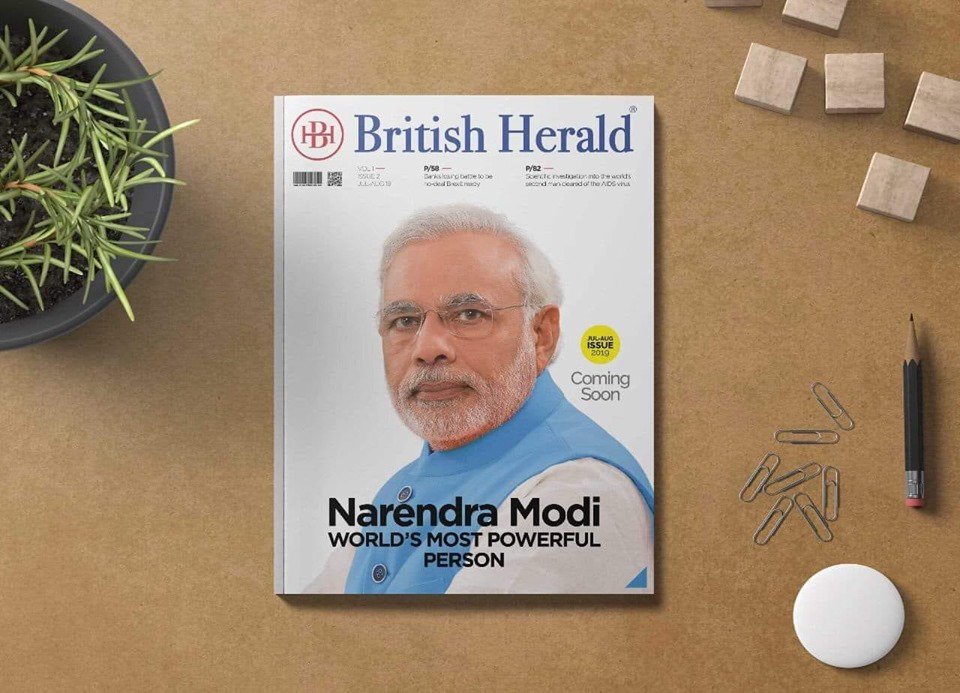 iRitaPatel's tweet photo. British Herald Magazine has evaluated Shri @narendramodi ji as world's most powerful person. As Indians, Be proud of this Great Achievement. 
#CongratulationsPMModi https://t.co/Mohwrzse8P