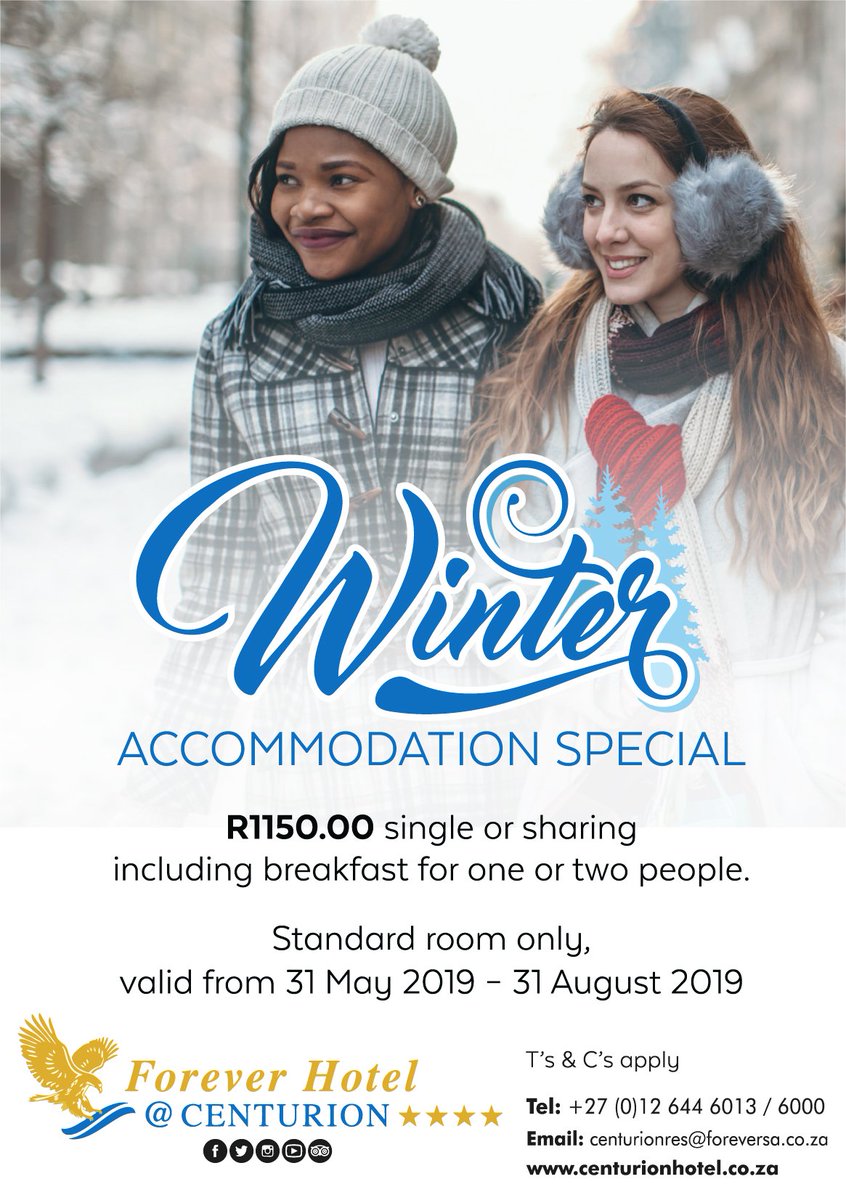 ForeverHotelCen's tweet photo. Who else love's a real bargain?  We do!! Book accommodation at our beautiful hotel this winter and pay only R1150.00 for one or two people sharing...including breakfast!  Contact the hotel directly for bookings 😁 https://t.co/H5sGUJw5VE