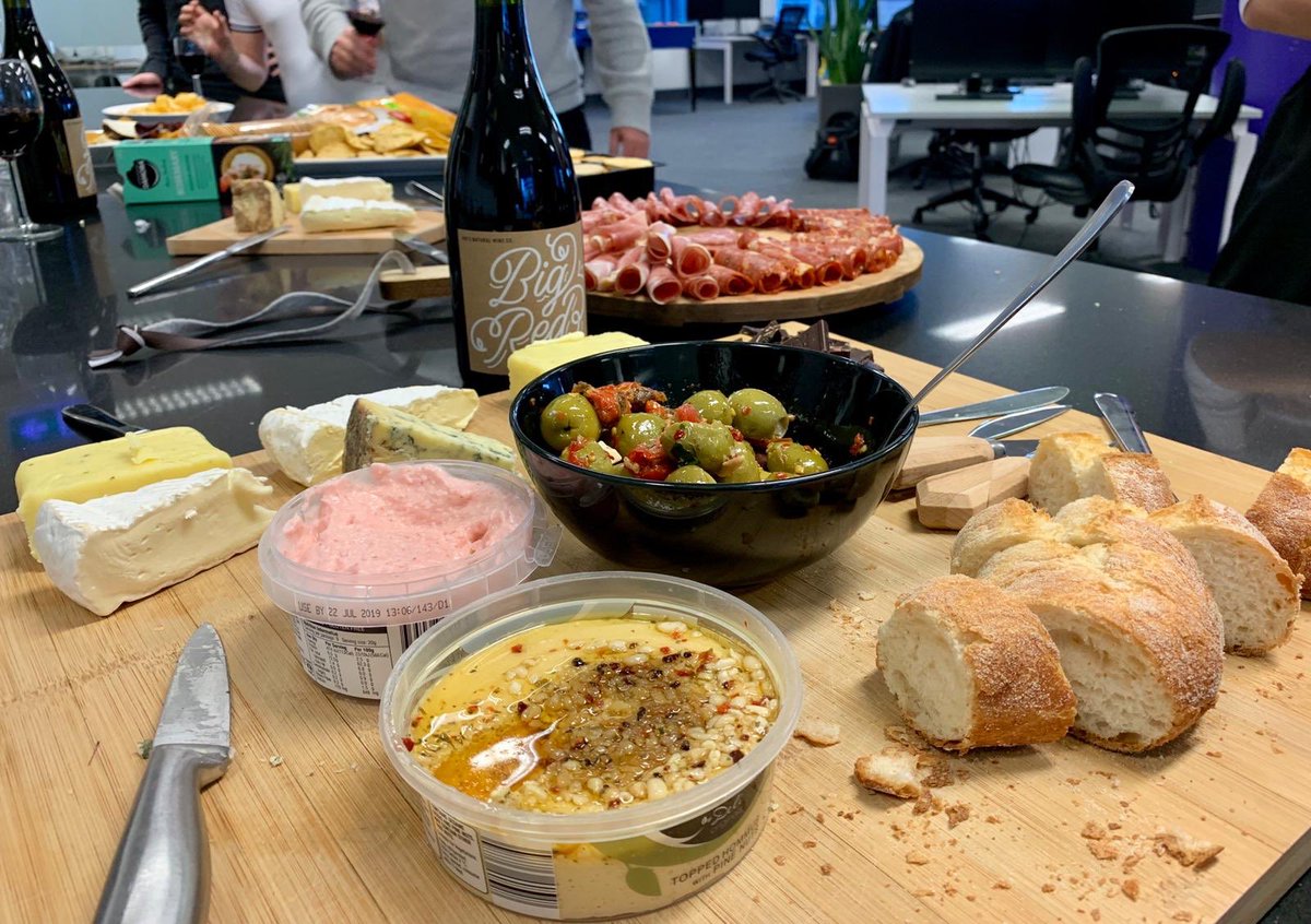 Impromptu wine and cheese arvo in the Jaywing office 🍷 🧀