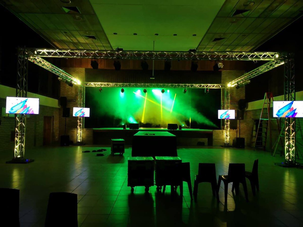 ImpactProductio's tweet photo. We supplied #Sound, #Lighting, #Staging, #Structure and #AV Services for Mnr en Mej Hoerskool Driehoek 2019. https://t.co/tpeQL4vc81