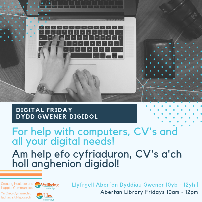 WellbeinMerthyr's tweet photo. This morning - Digital Friday!
**
Y bore mha - Gwener Digidol!
#Aberfan #AberfanLibrary #AberfanCC #digitalhelp https://t.co/ZUB498PlIU