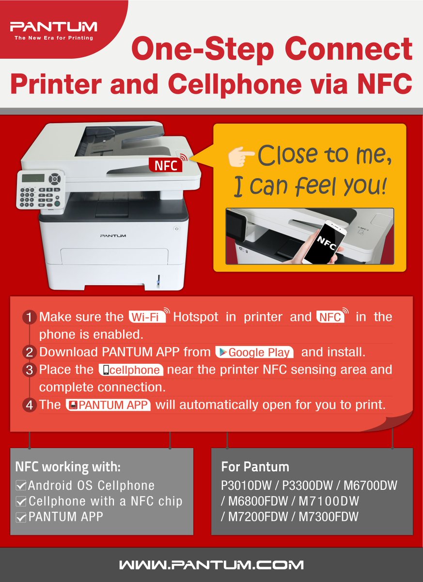 PantumPrinter's tweet image. 💡NFC (Near Field Communication) is a user-friendly design of some printers. Just place the cellphone near the #printer NFC sensing area, and then the #PANTUM APP will automatically open for you to print. Check #PrintExpert Lesson2 to learn it:
 #business #smb #soho #tech #howto