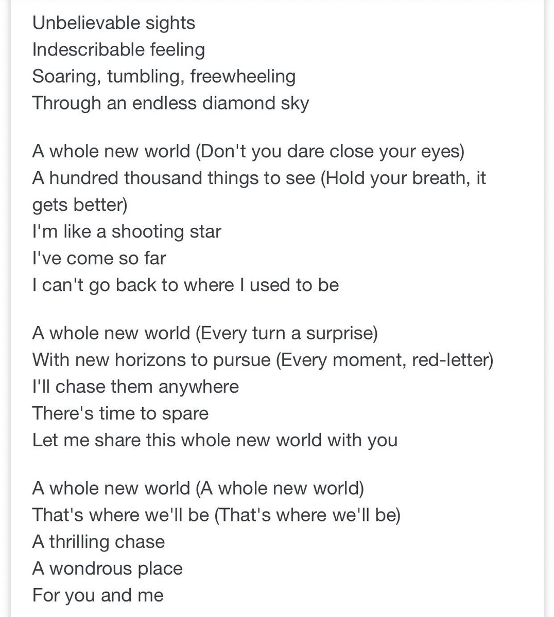 Lyrics A Whole New World Every Moment Red Letter - Lyrics ...