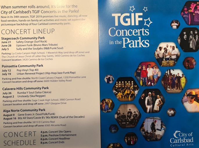 CarlsbadFriends's tweet photo. #TGIF Concerts start today in #Carlsbad - see you Friday night at Stagecoach Park! Visit us at our @CarlsbadFriends of the Arts Both and say hi! https://t.co/uAtCIgfuqi