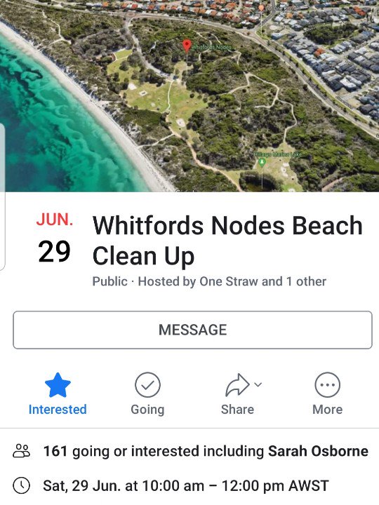 Hey #perth. Next Saturday come help us clean up the beach at Whitfords Nodes.  

facebook.com/events/3781423…

<a href="/tweetperth/">Tweet Perth</a> <a href="/perthisok/">Perth is OK</a>
