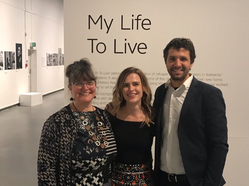 HOSTintlNZ's tweet photo. Last night we joined 300 people to celebrate World Refugee Day 2019. @ChangeMakersNZ joined with #LivingWage Aotearoa NZ to hold an exhibition &amp; story telling about the positive impacts of new Kiwis shifting onto higher wages #afairgoforall #rebuildinglives #WRD2019 #WRD19 https://t.co/8MGukWS43b