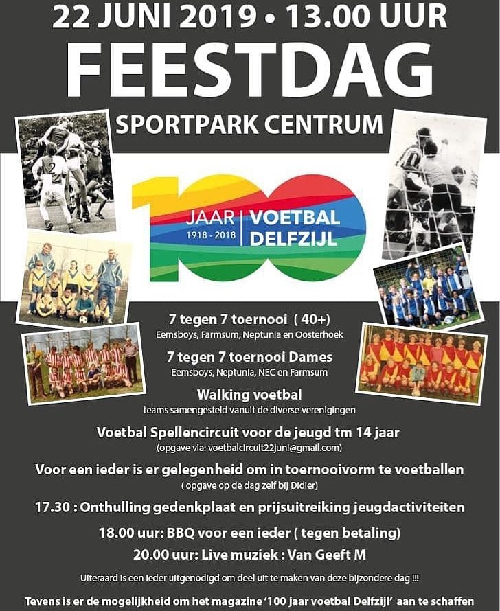 vvNECDelfzijl's tweet image. Dit wil je toch niet missen? Morgen de afsluiting van het jubileumjaar '100 jaar Voetbal Delfzijl'