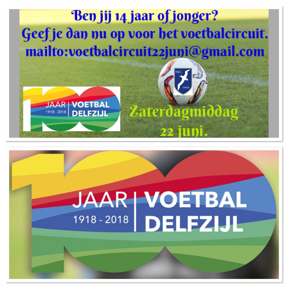 vvNECDelfzijl's tweet image. Dit wil je toch niet missen? Morgen de afsluiting van het jubileumjaar '100 jaar Voetbal Delfzijl'