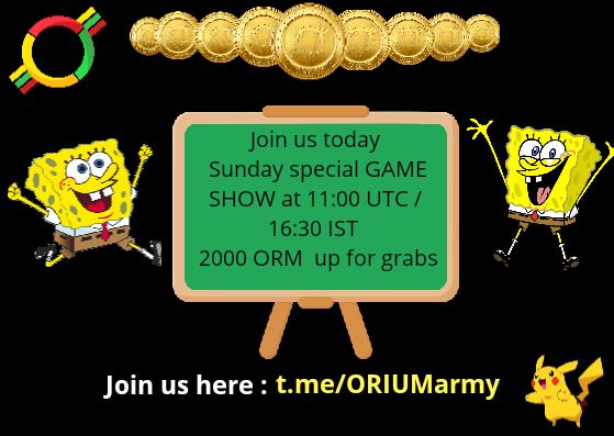 minsoethu27's tweet photo. Hello $ Orm Community 
Sunday Telegram Game show 
1630ist Can Win chance $ORM 2000$ Who is ready comming sunday join
https://t.co/sDScjtmCfZ https://t.co/3TQTfAydtd