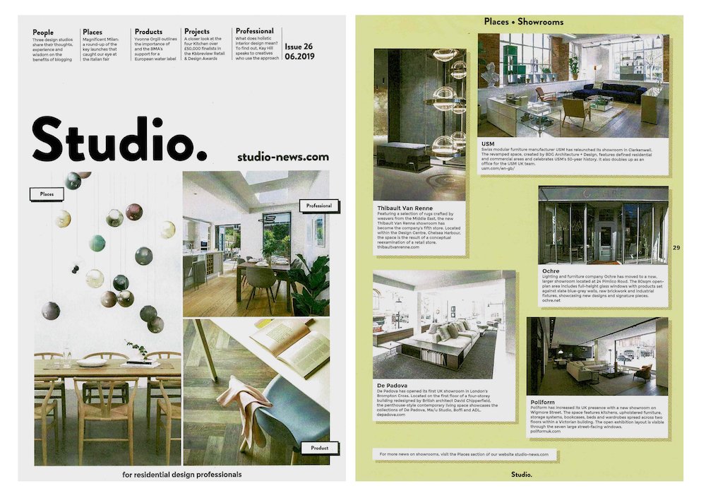 "#Lighting and #furniture company OCHRE has moved to a new, larger showroom at 24 #PimlicoRoad." Thank you <a href="/newsfrom_Studio/">Studio</a> for featuring us in the latest issue of the magazine. Out now, issue 26 ochre.net

#OCHRE #Lighting #Furniture <a href="/ThePimlicoRoad/">Pimlico Road SW</a> <a href="/Grosvenor_LDN/">Mayfair&Belgravia</a>