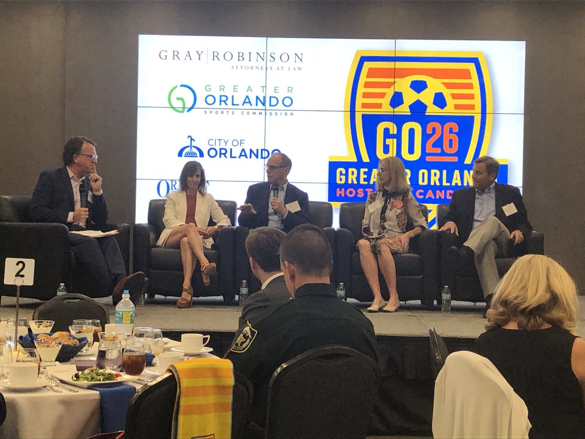 ClancysSports's tweet photo. 25 years ago Orlando @Citybeautiful was one of nine great cities to host 94 WorldCup. We launched our 2026 LOC logo. Thank you @GreaterORLSport for hosting such great panelists Alan Rothenberg, Marla Messing, @SunshineJoanie, and Ross Berlin! 
#go26
#worldcup2026 https://t.co/zvTnV1ABmW