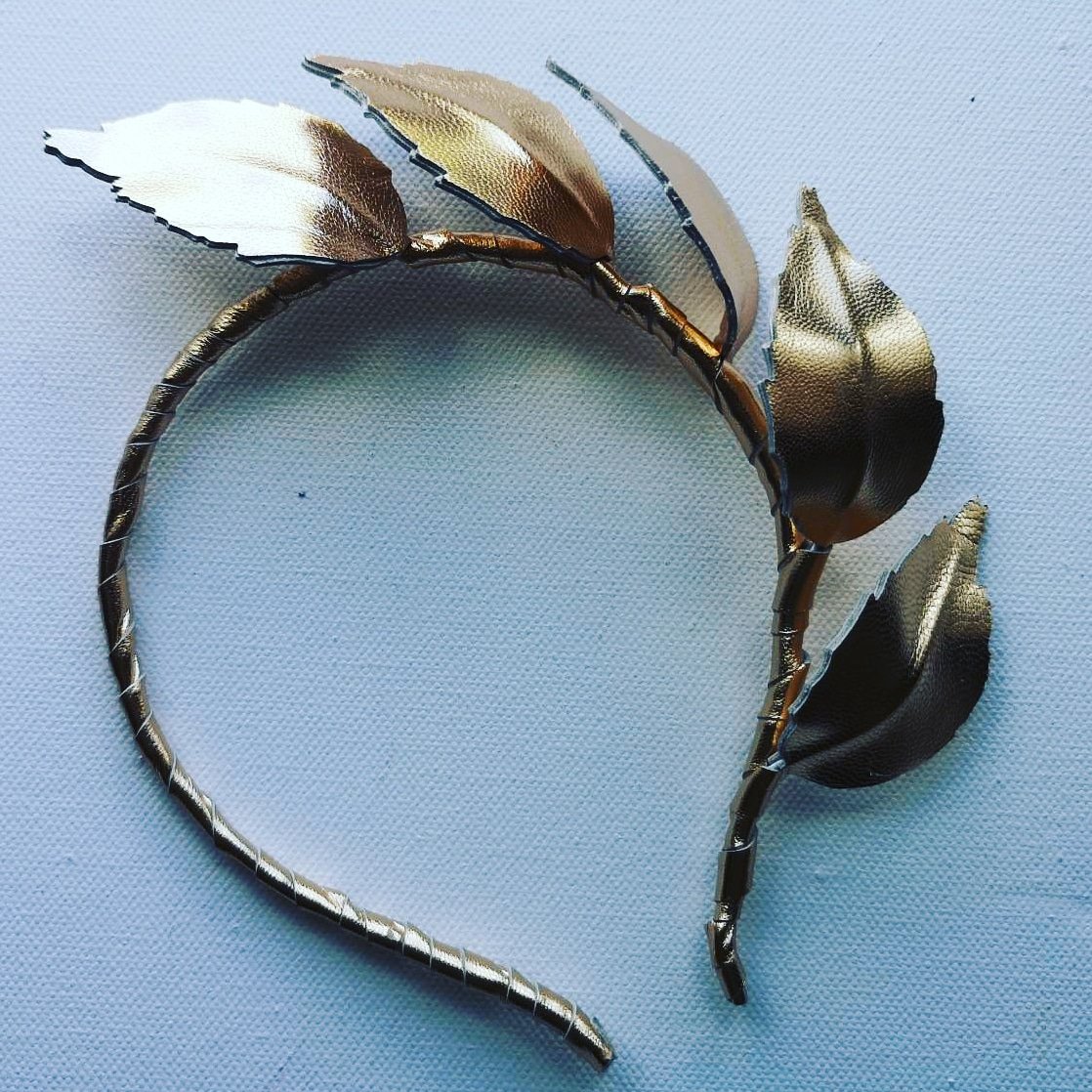 Brand new design, gold leather leaf crown #wearingirish #ireland #Irish #Ascot #CROWN #milliner #madeinireland