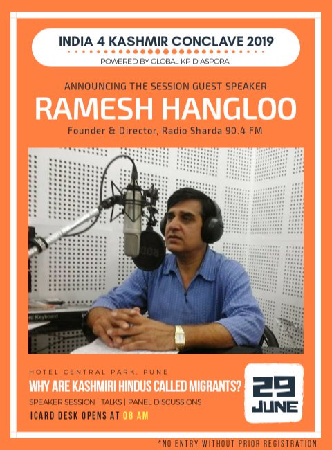 We are immensely pleased to announce Shri Ramesh Hangloo as the session speaker in #India4KashmirConclave 2019 at Pune. Register today. Please follow @i4Kashmir for updates about the Conclave. Queries? Please DM @KoshurRohit! #OneStepTowardsKashmir #OneNationMovement