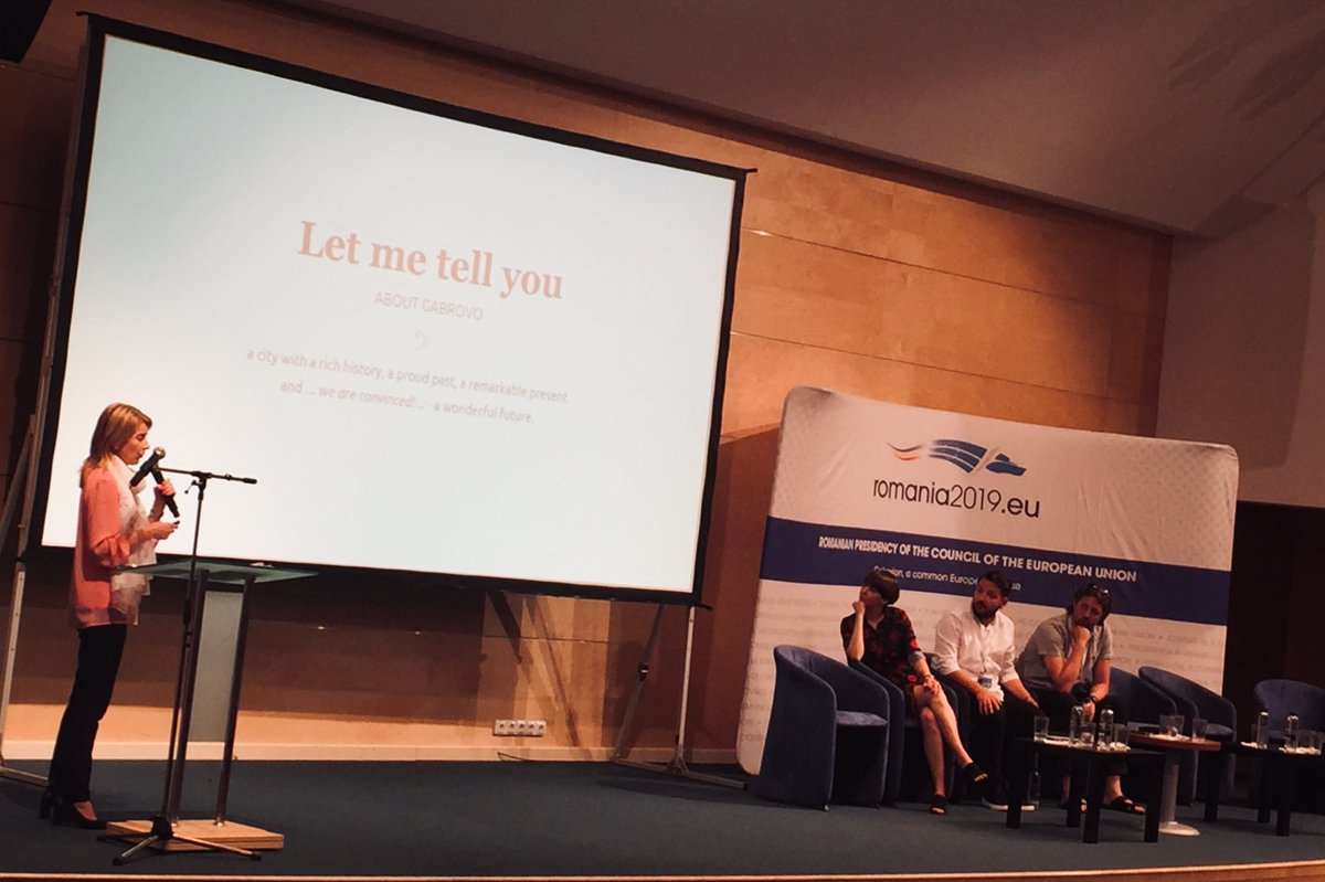 CED_RO_Culture's tweet photo. Tanya Hristova, mayor of Gabrovo and member of the European Committee of the Regions, speaks about the way #music shaped the urban development of #Gabrovo and positively impacted its #social and #economic fabric, as well as its #tourism. #MusicMovesEurope https://t.co/xbb7zkibiD