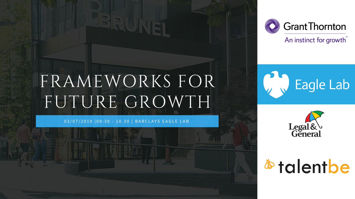 talentbe, Grant Thornton and Barclays Eagle Lab invite you to be part of Frameworks for Future Growth. 

Wednesday 3rd July at 8.30am!

To find out more and secure your spot, click here: lnkd.in/gUS8M-X
#growth #business #EVP #employeevalueproposition #Equality #talent